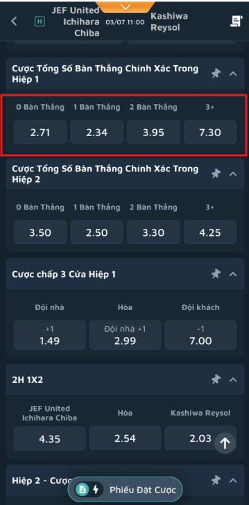 Bây giờ bạn đã biết cá cược bàn thắng hiệp một là gì, hãy cùng xem thị trường này hoạt động như thế nào trong thực tế: